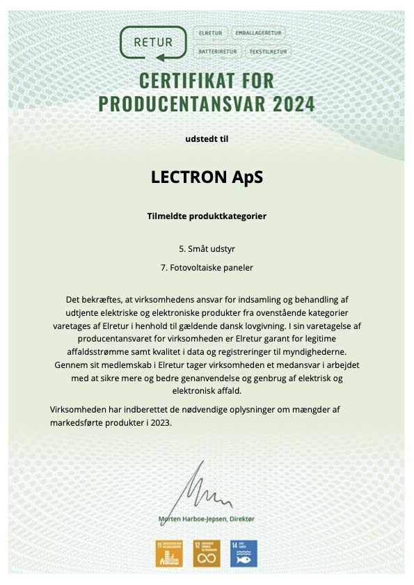 ELretur certificat for Lectron